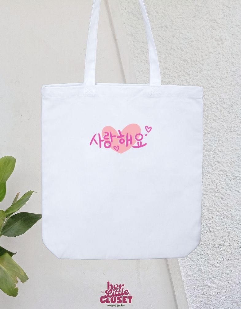 Korean Heart Tote Bag